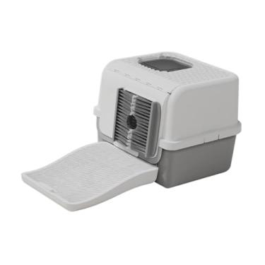 Imagem de Ｂｅｓｇａ Caixa de areia fechada para gatos, multifuncional, com porta basculante e ampla abertura, fácil de limpar e com tampa, Cinza