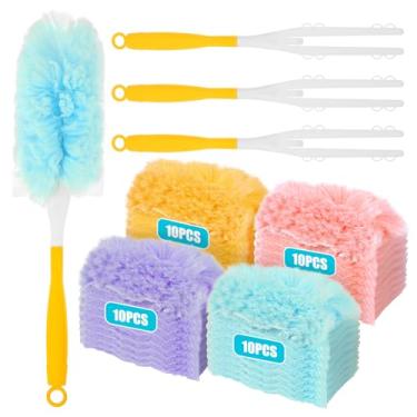 Imagem de UKQRRTC Espanador de 40 peças, kit de pó com alça de 32,5 cm, design de dupla face de 360°, microfibras para limpeza suave, ferramenta de remoção de poeira em várias superfícies para limpeza de