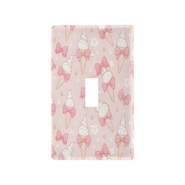 Imagem de Blueangle Capa para placa de parede para interruptor de luz - Capa decorativa para interruptor de luz com laços de sorvete, placa de parede, tamanho 1 gangue 4,53 x 2,76 polegadas (448)