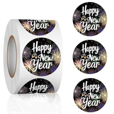 Imagem de 500Pcs Stickers for Kids 1inch Happy New Year Stickers Roll Waterproof Self-Adhesive Tags Sticker for New Year Birthday Party Gift Envelopes Invitations Cards Decorations