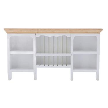 Imagem de TOPINCN Armário de Armazenamento Em Miniatura 1/12, Armário para Casa de Bonecas, Estante, Móveis de Cozinha, Mini Prateleira Feita Em Madeira, Vitrine para Decoração de Casa de Bonecas (Branca)