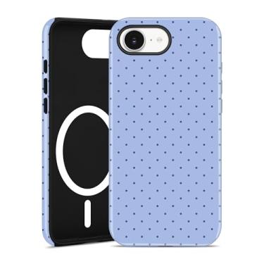 Imagem de Aitipy Capa de telefone magnética de bolinhas para iPhone 16e, compatível com MagSafe, linda estampa de bolinhas azuis, TPU macio e policarbonato rígido, capa protetora à prova de choque para mulheres