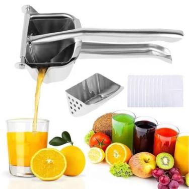 Imagem de Espremedor manual de suco de limão, prensa manual de frutas com aderência ergonômica, extrator de suco de frutas frescas de aço inoxidável, clipe de limão de metal portátil, ferramenta de cozinha para