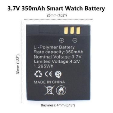 Imagem de Bateria Para Relogio Gt08 Com 350mah - GENERICA