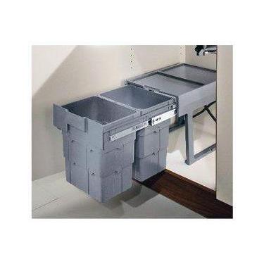 Imagem de Lixeira Embutir Wasteboy 2 cestos 16 litros Hafele Cinza Claro