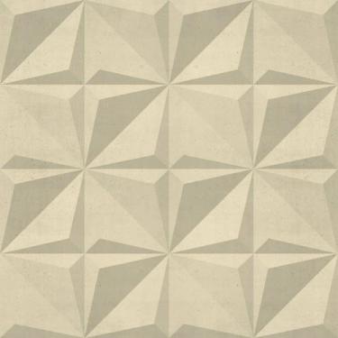 Imagem de Papel De Parede Vinílico Geométrico Efeito Visual 3D Bege Sala Quarta 