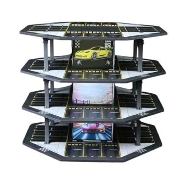 Imagem de Esquirla Diorama de garagem com 4 níveis, rodas de metal fundido em escala 1/64, painel de LED e espaço para estacionamento, ideal para colecionadores de, Style a