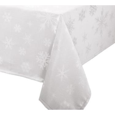 Imagem de Toalha de Mesa Quadrada Natal Ano Novo Snow Branca 8 Lugares 2,20x2,20