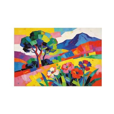 Imagem de Pôster de arte de parede abstrata flores coloridas árvore de montanha 5-decoração moderna imagem impressão em tela pintura para sala de estar escritório 20x30cm8x12in sem moldura