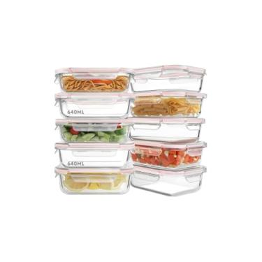 Imagem de Pote de Vidro Click Glass com Tampa Hermética, 640ml, Borosilicato, 19x14x8cm, 4 Travas, para Micro-ondas e Freezer