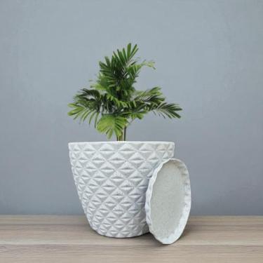 Imagem de Vaso Decoratico Planta Flor Coluna Diamante 20x23 Jardim Varanda Polietileno (Cinza)