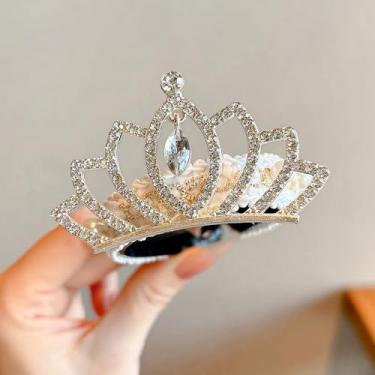 Imagem de Grampos de cabelo banhados a prata, coroa de cabelo para mulheres, linda pequena tiara de strass, coroas de princesa para aniversário, formatura, acessórios para a cabeça, presentes
