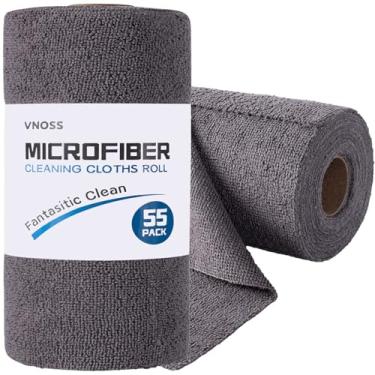 Imagem de Vnoss Pacote com 55 rolos de pano de limpeza de microfibra, toalhas reutilizáveis removíveis, 28 x 23 cm, pano ultra absorvente e sem fiapos para carros, cozinha, janela, casa e loja, cinza
