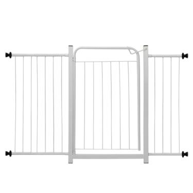 Imagem de Portão Para Cachorro Cercado Pet Criança Bebê Grade Proteção Portas Parede Segurança Vários Tamanhos (Branco, Portão com 2 ext. de 20cm e 1 de 15cm)
