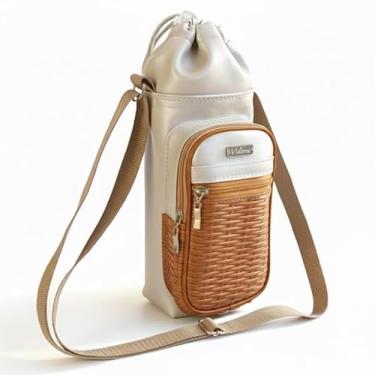 Imagem de Bolsa Térmica (MARFIM COM CARAMELO TRANÇADO) GALANTE para Garrafa de 750 ML em Couro Sintético - Coleção Cores VERÃO 2026