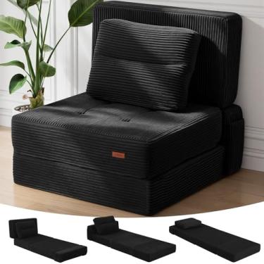 Imagem de COMAX Sofá cama Futon, 4 em 1 sofá-cama dobrável de chão Queen com apoios de braço em forma de L, bege