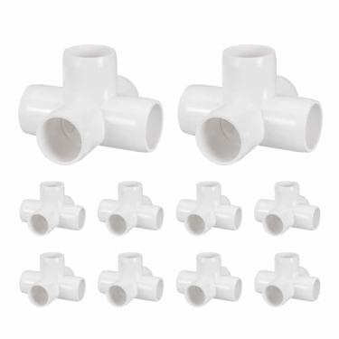 Imagem de DTGN 10 peças de encaixe de PVC de cotovelo de 2,5 cm, encaixe de tubo de PVC de grau cruzado de 5 vias SCH40, conector de cotovelo de canto DIY para móveis de construção, conexão de estrutura de