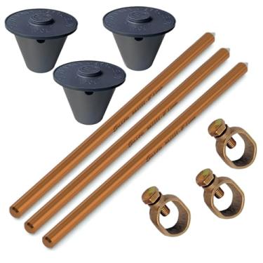 Imagem de KIT 03 HASTE ALTA CAMADA ATERRAMENTO 5/8 14,3MMX2,4M+GRAMPO+CAIXA