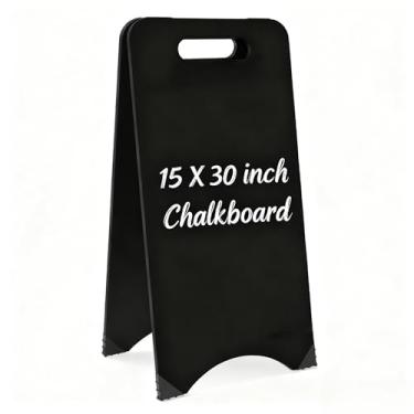 Imagem de NEWNEWSHOW Quadro negro com moldura 38 x 76 cm, placa de giz dupla face, placa de menu sanduíche para loja, escritório, casamento