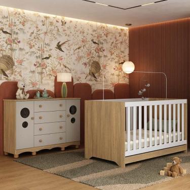 Imagem de Berço Americano 3 em 1 com Cômoda 2 Portas 4 Gavetas Suspiro Multimóveis MP4714