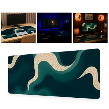 Imagem de Mouse Pad Gamer Profissional 60x30 Premium Antiderrapante Impermeável Lavável Bordas Costuradas Setup Gamer (Verde)