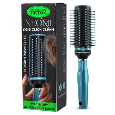 Imagem de Shop LC Blue Pente de cabelo autolimpante - Escova desembaraçadora redonda para soprar - Escovas de cabelo com rolo de limpeza fácil para mulheres e homens, para mães