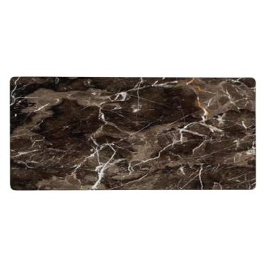 Imagem de Tapete de mouse grande em mármore preto marrom à prova d'água para computador estendido tapete protetor de mesa antiderrapante base de borracha para escritório, computador, teclado, laptop e mesa de