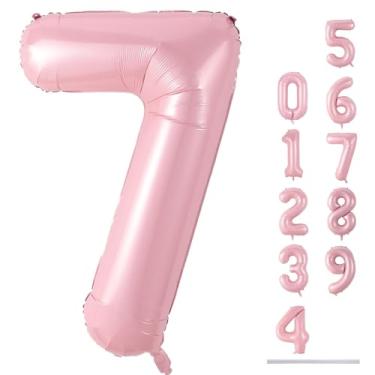 Imagem de Balão numérico de 101 cm para decoração de aniversário, balões grandes autoinfláveis com números de folha rosa 0-9 para amigos, balões de hélio rosa para mulheres e homens, artigos de festa de