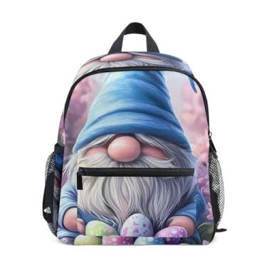 Imagem de Cute Easter Gnome Sprint Eggs Kids School Backpack, 10x4x12 In, Boys Toddler Backpack Includes Water Bottle Pockets, Whistle Clip for Safety