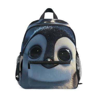 Imagem de GAIGEO Cute Penguin Big Eyes Backpack for Toddler 10x4x12 In, School Backpack for Girls with Water Bottle Pockets, Whistle Buckle