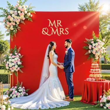 Imagem de Capa de fundo de arco quadrado vermelho 2 m x 2 m capa de arco dupla face elástico quadrado elastano capa de fundo para casamento, chá de panela, chá de bebê, decoração de festa de aniversário