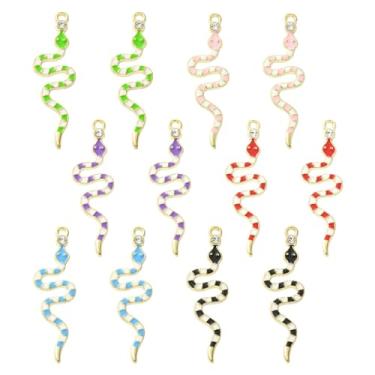 Imagem de UR URLIFEHALL 30 peças, pingentes de cobra esmaltados, 6 cores, pingentes de animais pequenos para colar faça você mesmo, brinco, pulseira, chaveiro, marcador de livro para fazer joias