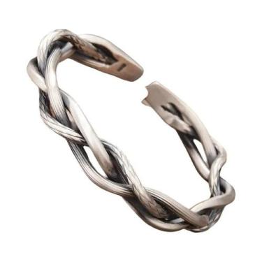 Imagem de Pulseira Vintage De Prata Tailandesa Trançada Com Textura Torcida Para