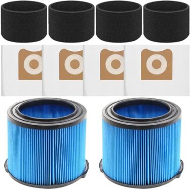 Imagem de Pacote com 2 filtros de substituição VF3500 para aspirador de pó molhado de 3 a 4,5 galões + 4 sacos de filtro VF3501 + pacote com 4 filtros de poeira finos 26643 para aspiradores portáteis secos e