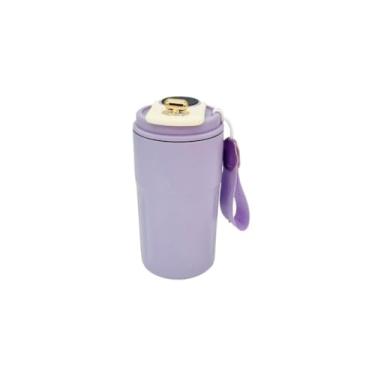 Imagem de Copo térmico inteligente de 450ml Xícara de café em aço inoxidável 316 que acompanha copo isol amento(1pç,lilás)