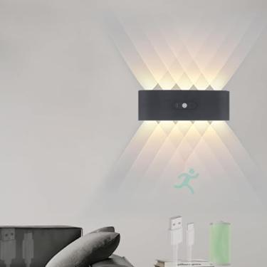 Imagem de GZZBMY Lâmpada de parede com bateria LED com detector de movimento Iluminação de parede interior moderna com interruptor Sem fios Lâmpadas de parede magnéticas para sala de estar quarto escada