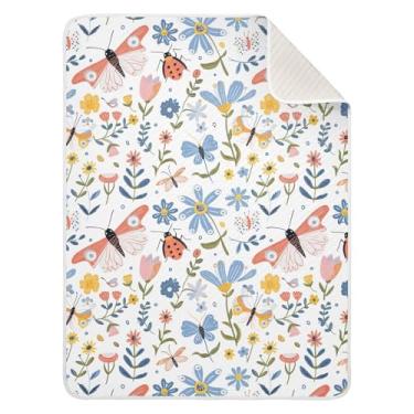 Imagem de Wassud Cobertor de bebê floral de cor brilhante para meninos e meninas, cobertor de bebê recém-nascido, essencial para recém-nascidos, cobertores macios 76 x 101 cm