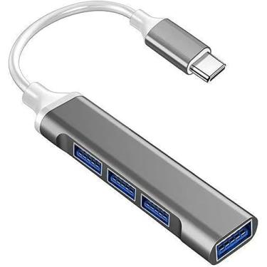 Imagem de Hub USB C de 4 portas com USB 3.0/2.0, hub multiportas tipo C, adaptador multiportas USB C de alumínio para PC/laptop/teclado/mouse/Xbox/PS5/pen drive/impressora e mais dispositivos