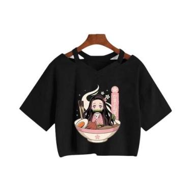 Imagem de Camiseta Feminina Demon Slayer Nezuko Kimetsu No Yaiba Cropped Tanjiro