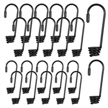 Imagem de Xindojuz 20 peças de ganchos de corda elástica, 1/4 e 3/8 polegada revestido de plástico, cabos elásticos pequenos com ganchos, adequado para passeios de barco, remo, acampamento, toldo e entusiastas