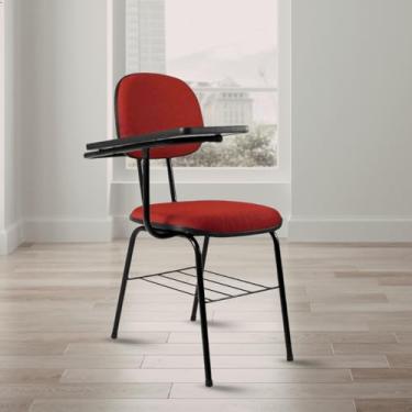 Imagem de Cadeira Universitária Secretária 3/4 com Prancheta, Gradil para Livros e Conforto para Uso Diário (Vermelho)