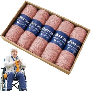 Imagem de Fio de lã, fio de lã para tricô - Fio de lenço macio de lã de alpaca para crochê - Fio de peso para meia, fio respirável para iniciantes em crochê para cachecóis, chapéus, suéteres, crianças e mulhere