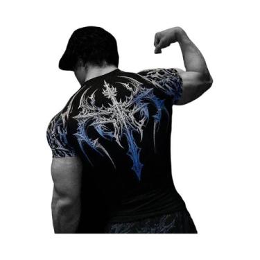 Imagem de Camiseta De Compressão Unissex Com Estampa Gótica Em Metal, Estilo Pun