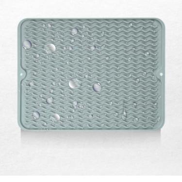 Imagem de Tapete Escorredor de Louça em Silicone 40x30cm Antiderrapante Suporte Térmico com Ondulações para Secagem Rápida, Apoio para Pratos, Copos e Utensílios (1, Cinza)