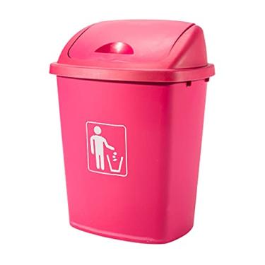 Imagem de pcagfaajmh Caixotes de lixo Swing-Top 6,6 galões Lixeira de cozinha Lata de lixo de plástico para interior ou exterior (quatro cores) Lixeira de cozinha (Cor: Laranja claro) (Rosa)