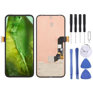 Imagem de Hiregolish Peças de reparo de tela de celular, para Google Pixel 8A GKV4X G6GPR G8HHN Digitalizador de tela LCD original conjunto completo com moldura, incluindo cabo flexível de impressão digital