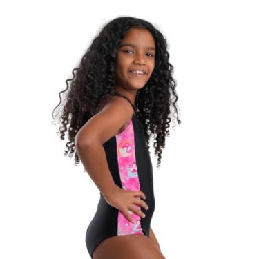 Imagem de Kit Maiô Infantil Natação Piscina + Touca Silicona Grande (Preto/Estampa Pink Fada - Touca Pink, 4)