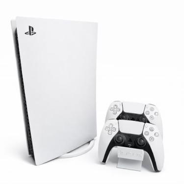 Imagem de Suporte Base Vertical PS5 + Suporte 2 Controles DualSense, Base Estável para Console em Pé, Ventilação Livre, Compatível PS5 Slim/Standard/Pro/Digital, Preto/Branco (Branca)