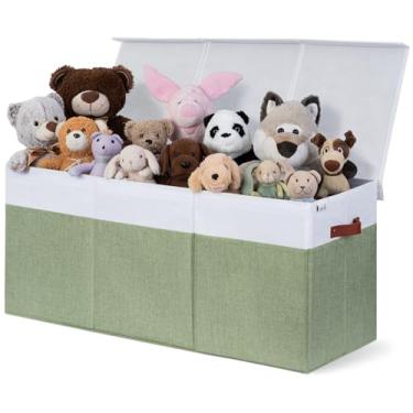 Imagem de SoftOwl Organizador de armazenamento de brinquedos extra grande com tampa – design de caixa de armazenamento de caixa de armazenamento de brinquedos resistente e dobrável – Caixa de brinquedos com