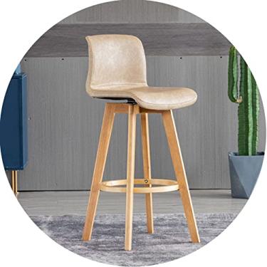 Imagem de Cadeira giratória de borracha com encosto estofado - Bancos altos para balcão de cozinha, sala de jantar e ilha - Banquetas de bar com apoio para os pés